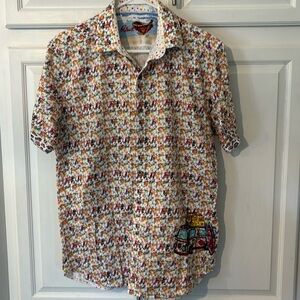 Robert Graham La Jolla Floral Print Embroidered Surf Van Shirt Sleeve Men’s Lg